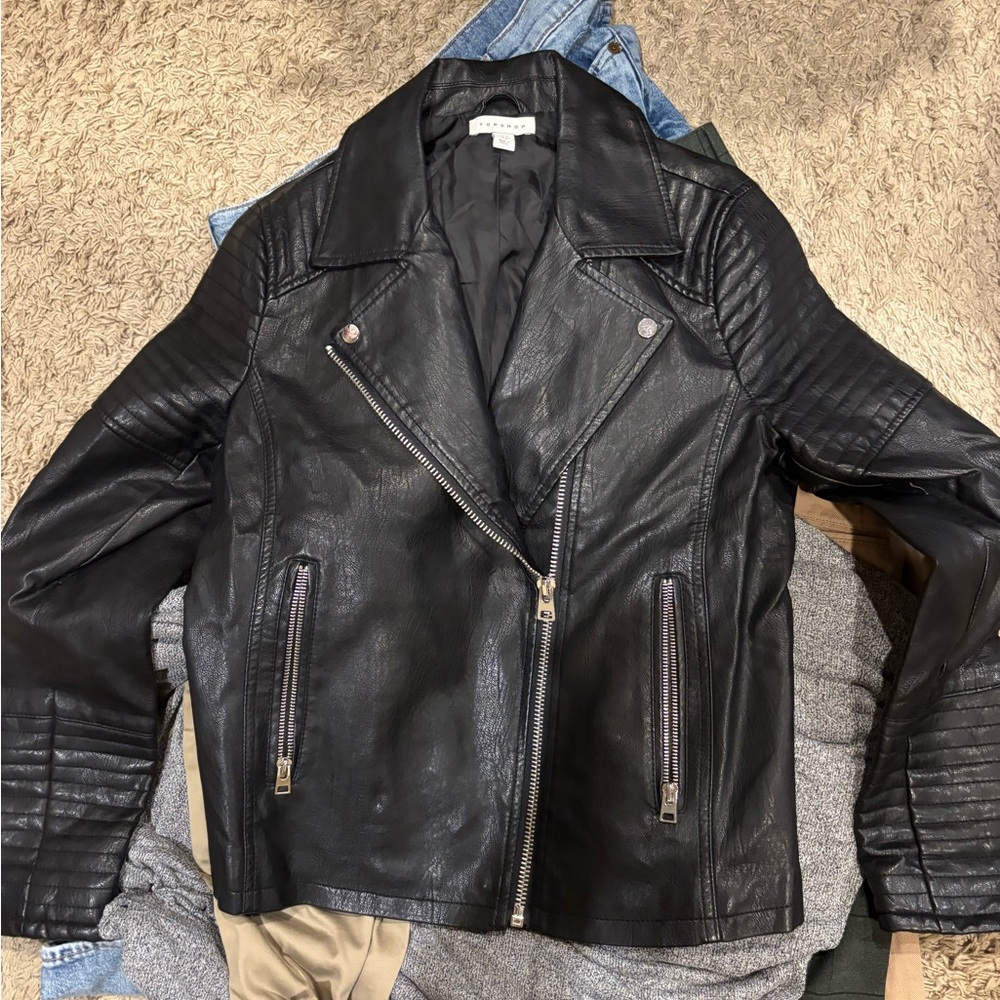 Topshop Black Leather Biker Jacket